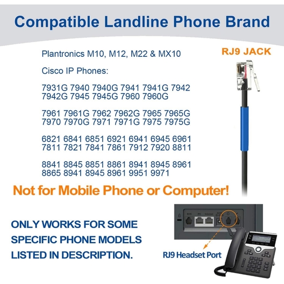 Wantek Corded Mono RJ9 Office Phone Headset Works for Cisco Phones - Picture 4 of 5